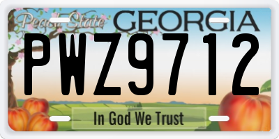 GA license plate PWZ9712