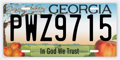 GA license plate PWZ9715