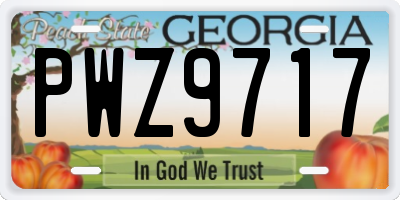 GA license plate PWZ9717