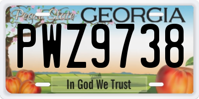 GA license plate PWZ9738