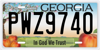 GA license plate PWZ9740