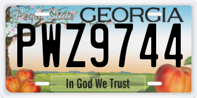 GA license plate PWZ9744