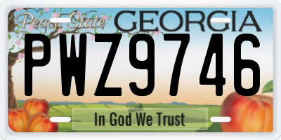 GA license plate PWZ9746