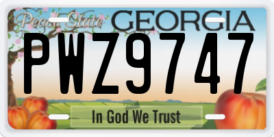 GA license plate PWZ9747