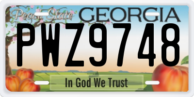 GA license plate PWZ9748
