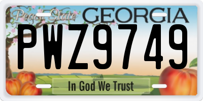 GA license plate PWZ9749