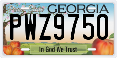 GA license plate PWZ9750