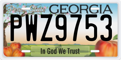 GA license plate PWZ9753