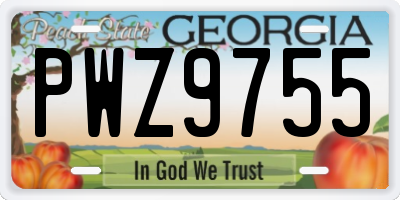 GA license plate PWZ9755