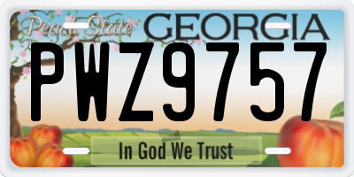 GA license plate PWZ9757