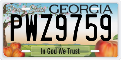 GA license plate PWZ9759