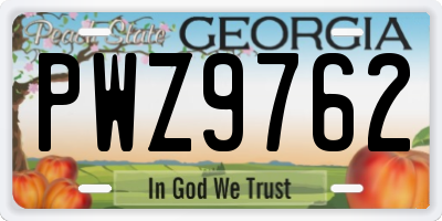 GA license plate PWZ9762
