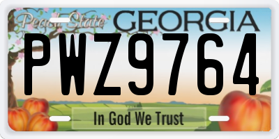GA license plate PWZ9764
