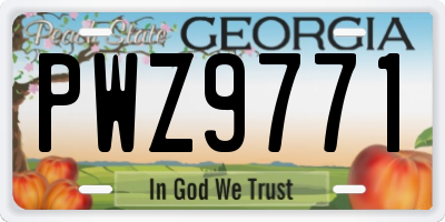 GA license plate PWZ9771
