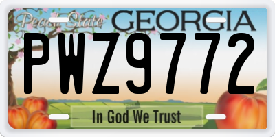 GA license plate PWZ9772
