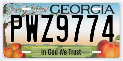 GA license plate PWZ9774