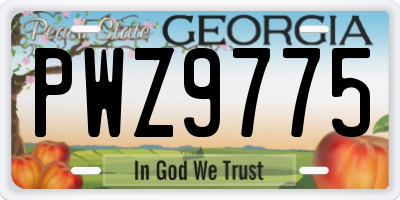 GA license plate PWZ9775