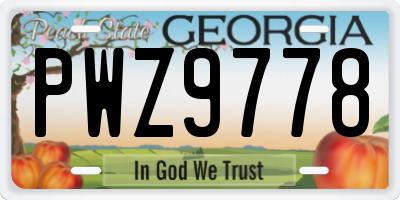 GA license plate PWZ9778