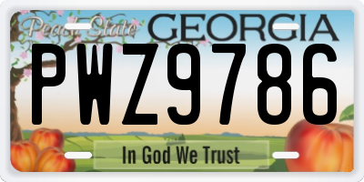 GA license plate PWZ9786