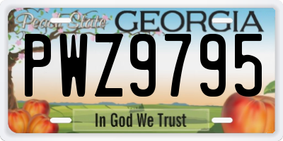 GA license plate PWZ9795