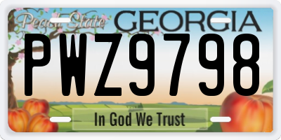 GA license plate PWZ9798