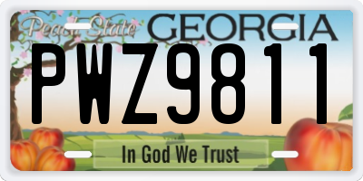 GA license plate PWZ9811