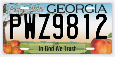 GA license plate PWZ9812