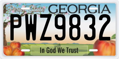 GA license plate PWZ9832