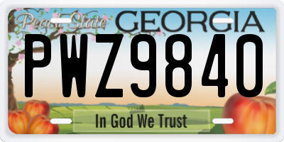 GA license plate PWZ9840