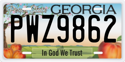 GA license plate PWZ9862