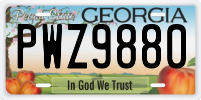 GA license plate PWZ9880