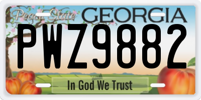 GA license plate PWZ9882