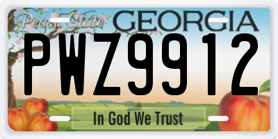 GA license plate PWZ9912