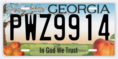 GA license plate PWZ9914