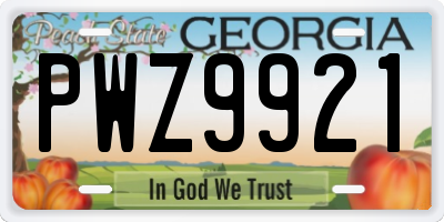 GA license plate PWZ9921