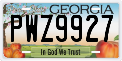 GA license plate PWZ9927