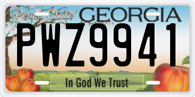 GA license plate PWZ9941