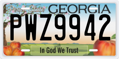 GA license plate PWZ9942