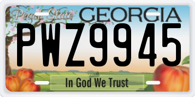 GA license plate PWZ9945