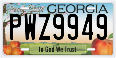 GA license plate PWZ9949