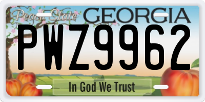 GA license plate PWZ9962