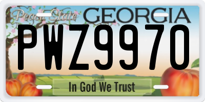 GA license plate PWZ9970