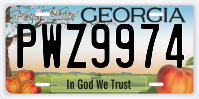 GA license plate PWZ9974