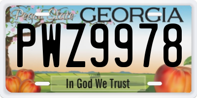 GA license plate PWZ9978
