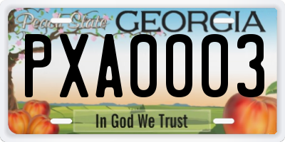 GA license plate PXA0003
