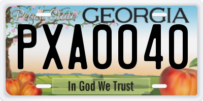 GA license plate PXA0040