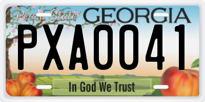 GA license plate PXA0041