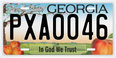 GA license plate PXA0046