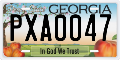 GA license plate PXA0047