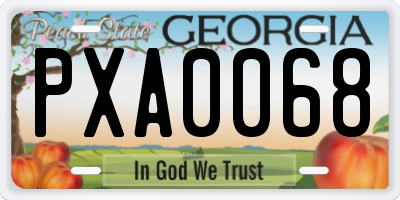 GA license plate PXA0068